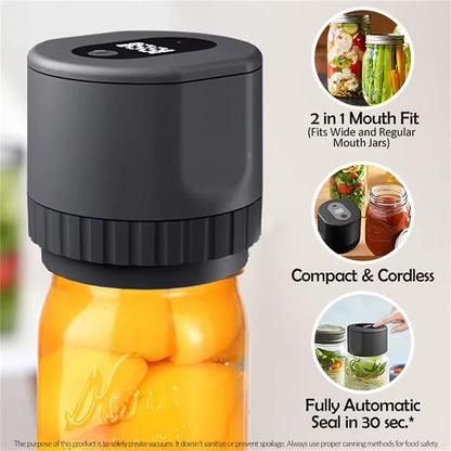 Electric Mason Jar Vacuum Sealer Kit Cordless Automatic Jar Sealer Set for Food Storage and Fermentation with Mason Jar Lids